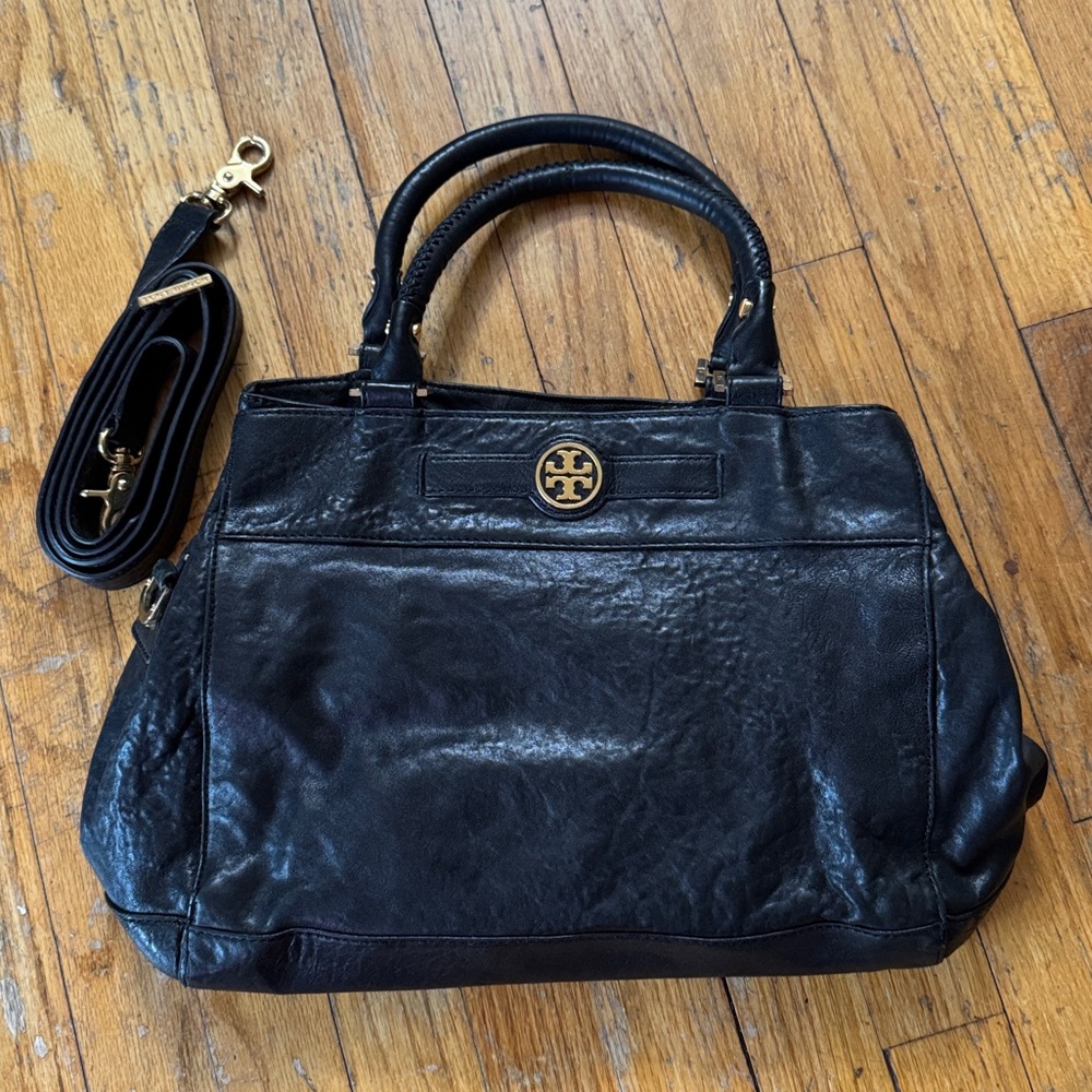 PRELOVED - Tory Burch - Black Leather‎ Audra Satchel with Dust Bag